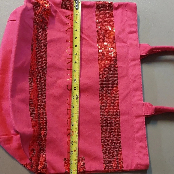 Victoria's Secret Sequin pink XL duffle bag Vacation overnight Beach Canvas bag - Picture 5 of 6